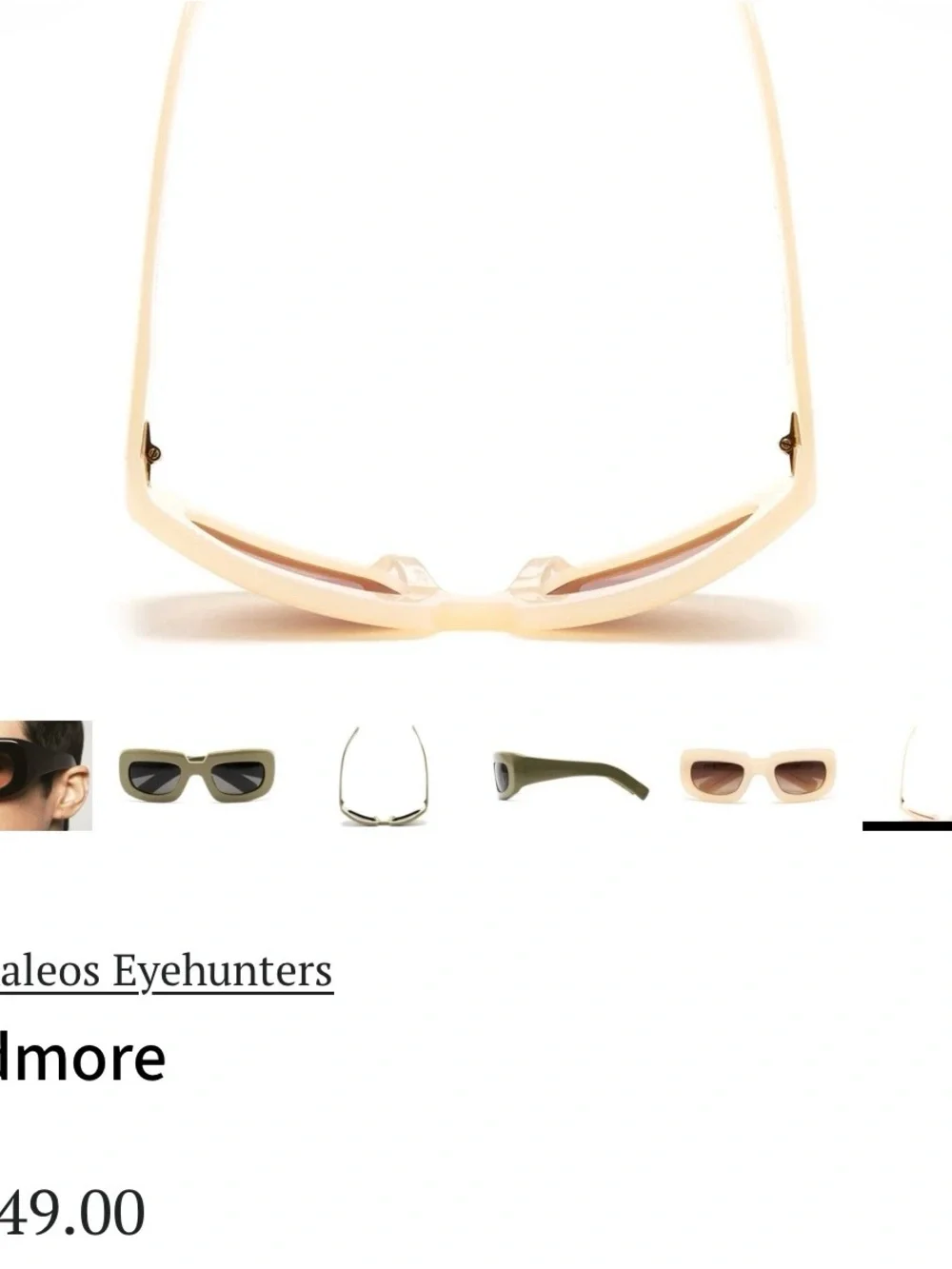 KALEOS Ardmore Cream  Chunky Rectangular Sunglasses 53-25 Never Worn